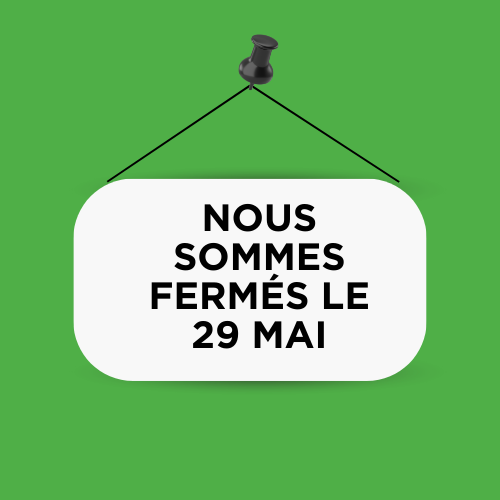 Nous serons fermés le lundi de Pentecôte 29 mai 2023.
