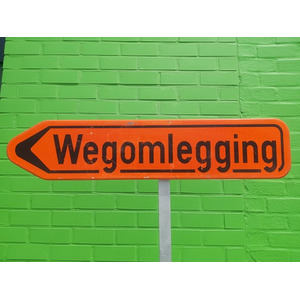 Verkeersbord F41 wegomlegging LINKS