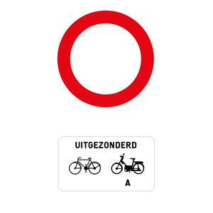 Verkeersbord C3 + M3 verboden doorgang