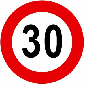 Verkeersbord C43 snelheidsbeperking 30km